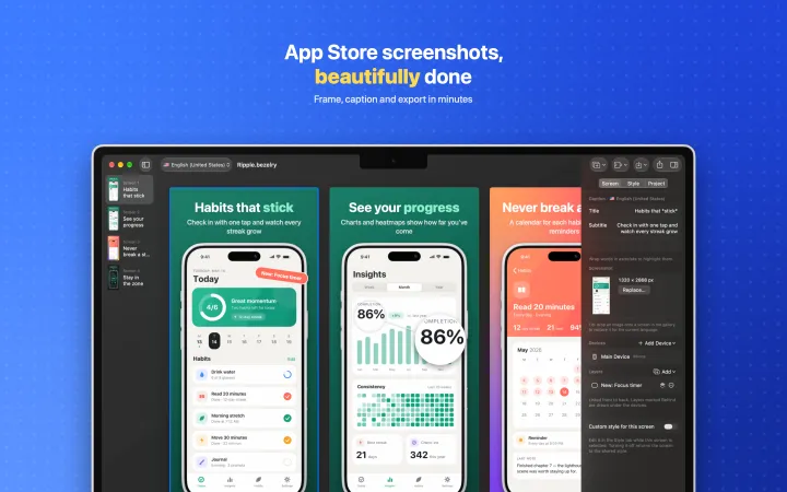 Mac screenshot 1: App Store screenshots, beautifully done