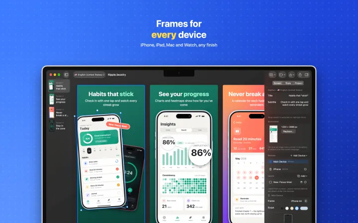Mac screenshot 4: Frames for every device